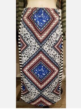 Colorful Long SKIRT- Reversible Grecian Tiles Floral Design by YASB- Sz. XS NWT!